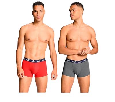Puma Men Elements Basic Boxer 2-Pack Red/Grey Melange [701232894 003] r.L