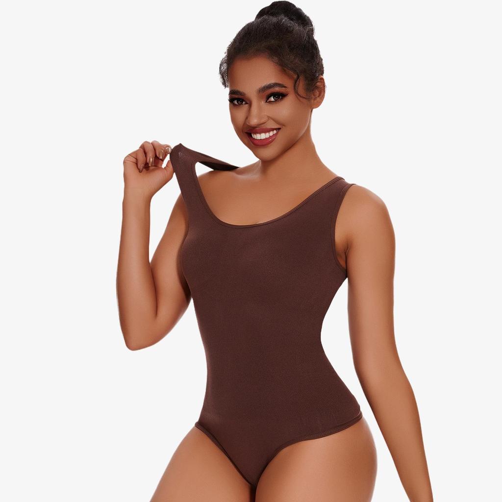 European & American Style Shaping Thong Bodysuit: Wide Strap, Tummy Control, Open Crotch, Butt Lifting, Strappy Bra, Bust Support