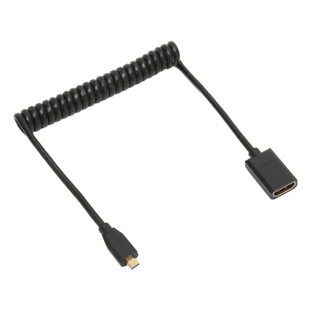 HD Multimedia Interface Cable Micro To Female 8K 60Hz 48Gbps Coiled Video Adapter Cord for Tablet TV Camera