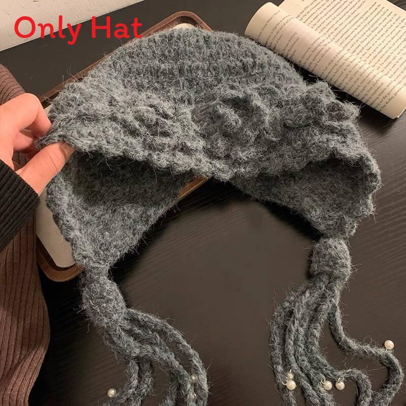 Handmade Knit Hat For Women With Pearl Tassels And Wide Brim For Autumn Winter Fashion