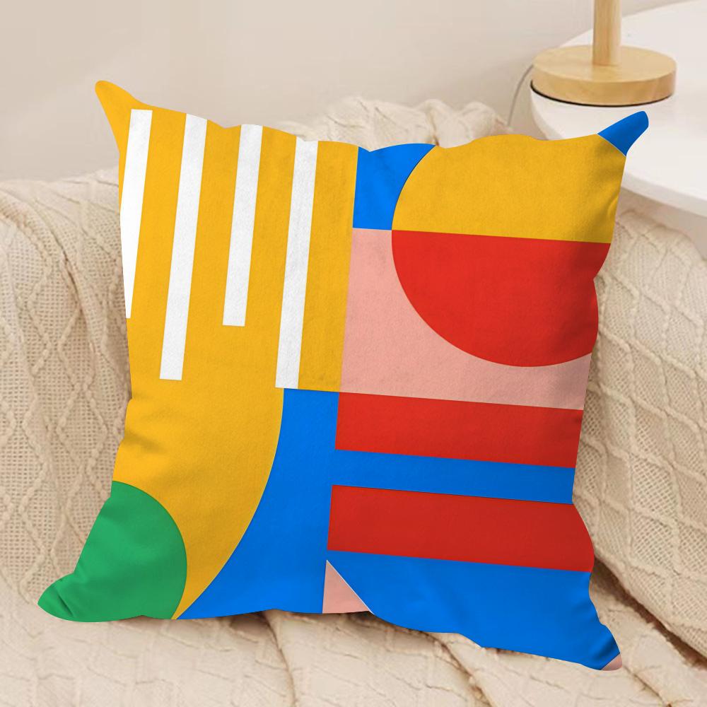 Geometric Patterns Cushion Cover Short Plush Doublesided Print Square Throw Pillow Covers Sofa Home Cushion Decor