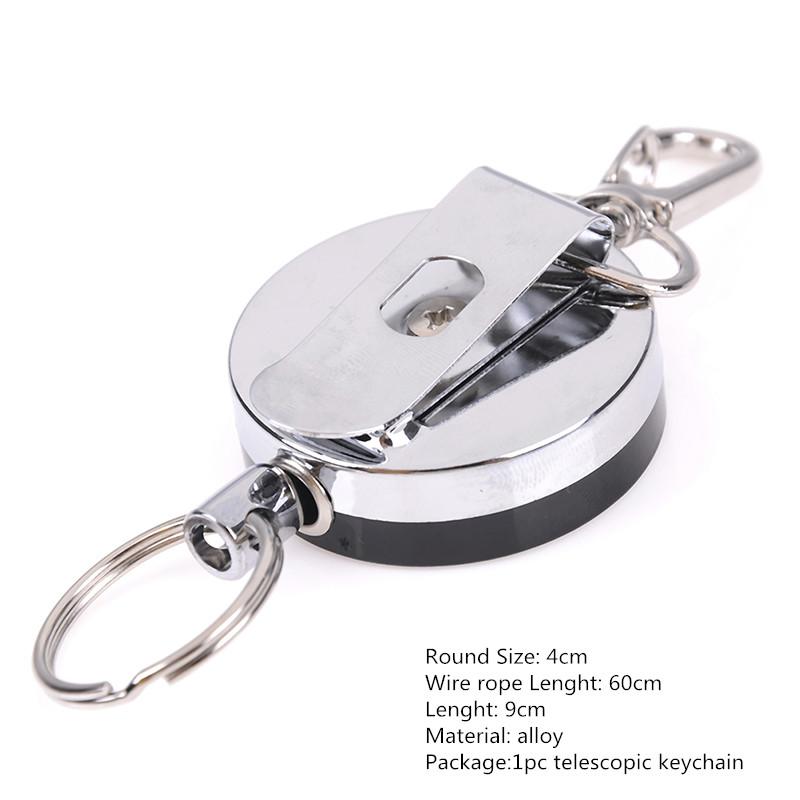 Portachiavi Elastico in Acciaio Inossidabile con Corda Metallico Sportivo Retrattile Portachiavi con Sveglia Anti Smarrimento Yoyo Porta Skipass Carta d'Identità