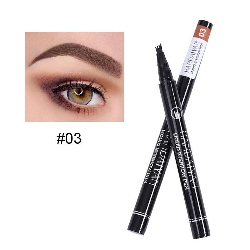 Creion de sprâncene lichid pentru tatuaj, lichid, rezistent la apă, natural, 5 culori, cu 4 furculițe