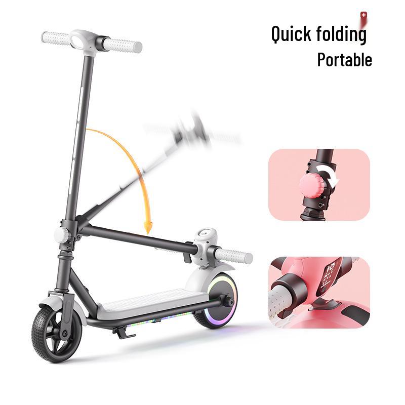 Patinete Eléctrico Plegable para Niños con Ruedas Intermitentes - Adecuado para Adolescentes y Adultos