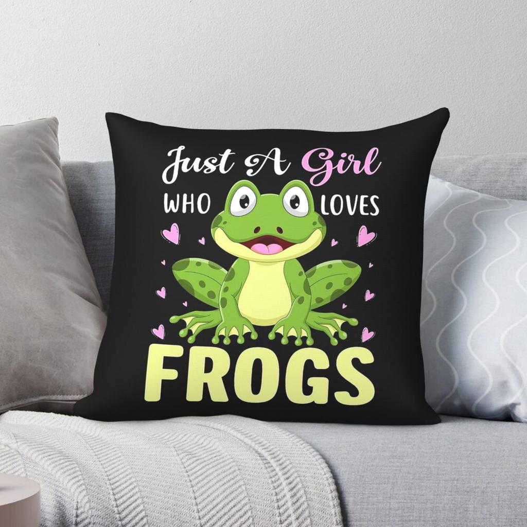 Just A Girl Who Loves Frogs Square Pillowcase Polyester Linen Velvet Pattern Zip Decorative Home Cushion Cover