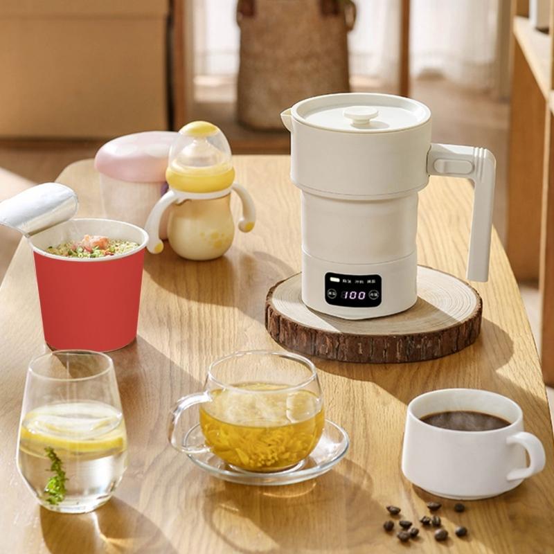 Foldable Electric Kettle With 4 Temperature Settings Fast Boil For Tea Coffee 600ml Portable 220V Dry Burn
