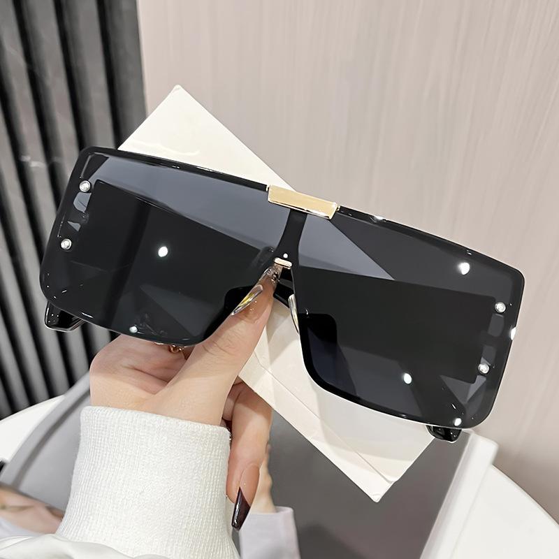 

Metal Large Frame One-Piece Sunglasses Men S Trend Thick Legs Square Frameless Sunglasses Street Shot L2245