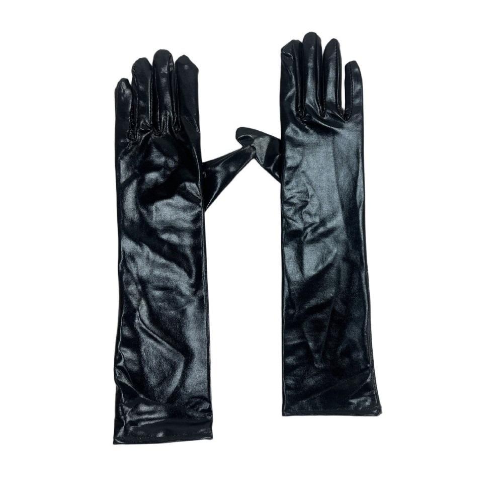 Shiny Long Gloves Elastic Women Mittens Cool Patent Leather Gloves  Party