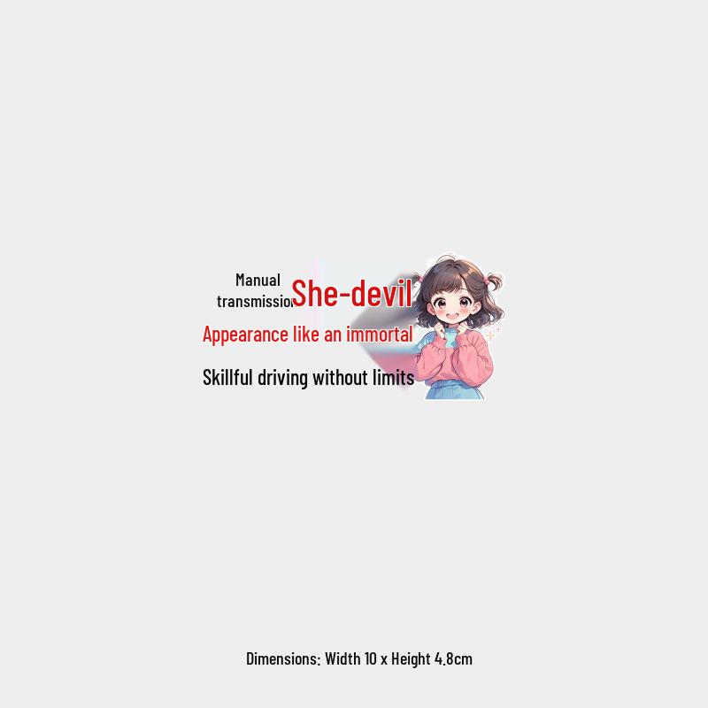 

Manual Transmission Fairy Demon Head Car Sticker: Limitless Skills Cartoon for Newbie Female Drivers