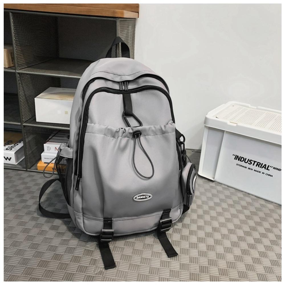 Casual backpack backpack new large-capacity Japanese and Korean boys college students solid color schoolbag