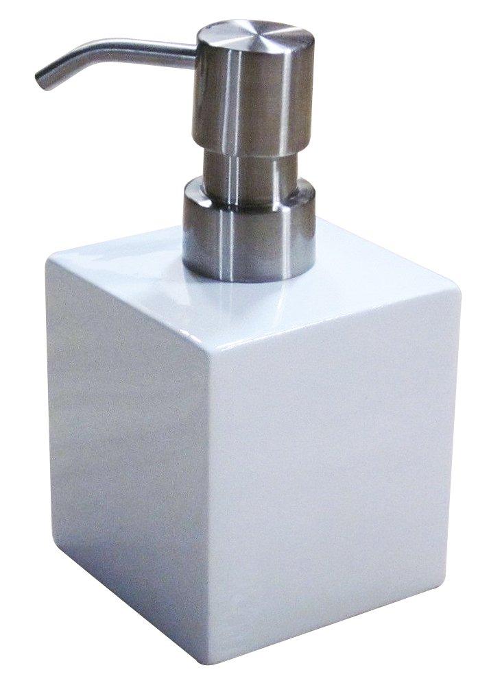 Senko White Cube Ceramic Soap x x cm 270 ml White Product 54306 Bottle, Approx. 7.4 7.4 13.9 (H), Capacity, Ceramic, Stain-Resistant, Clean, Number