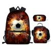 3Pcs/set Large Children School Bags Cute 3D Football Soccer Prints School Backpack for Teen Boys Kids Book Bag Student Back Pack