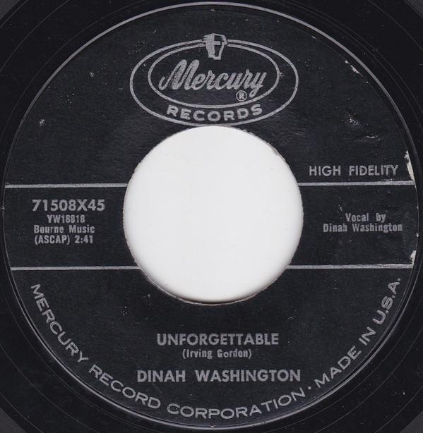

7inch Record DINAH WASHINGTON - Unforgettable 71508X45 Mercury 1959 US Jazz Used