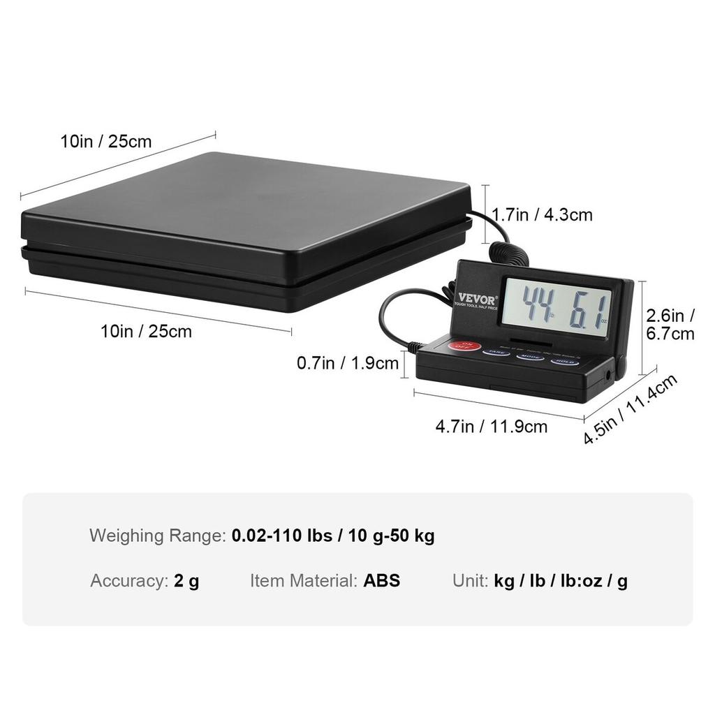 Shipping Scale Digital Postal Scale 110 lbs x 0.07 oz. AC/DC Package LCD