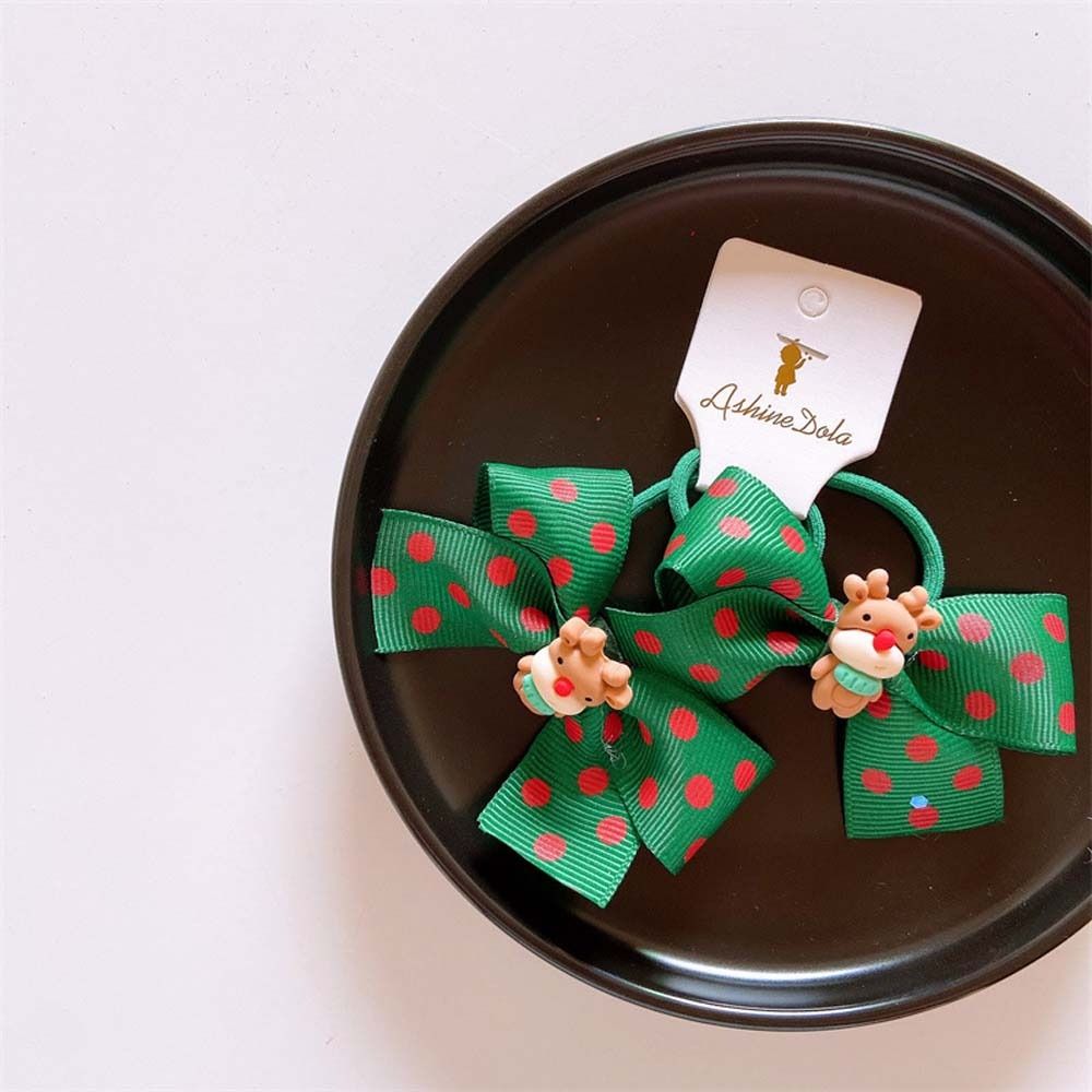 Bells Santa Claus Kids Hair Band Christmas Hair Ring Bow Rubber Band Christmas Hair Rope