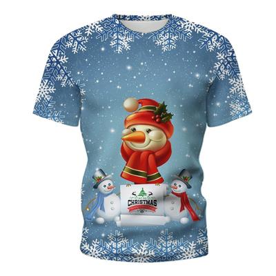 Summer Loose Creative Christmas Snowman Print Short Sleeved T-shirt Casual Fashion Versatile Comfortable T-shirt