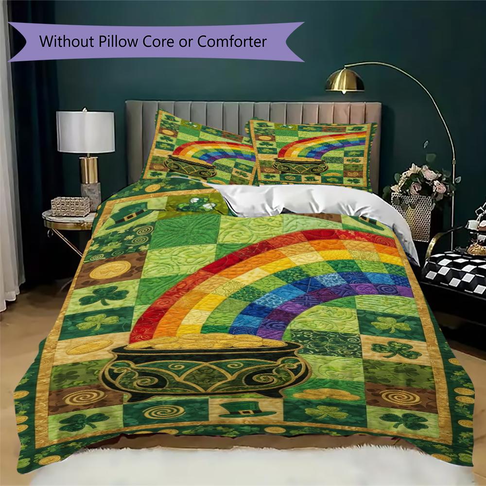 Coins&Rainbows Pattern Bedding Uilt Set Uilt Cover Pillowcase Home Decoration Birthday Gift (1 * Duvet Cover + 2 * Pillowcase  Without Core)116