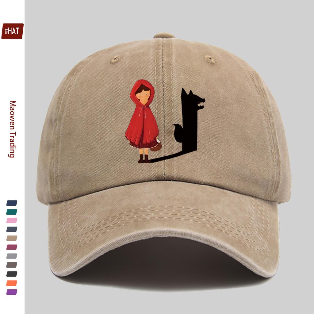 Pc Cartoon Wolf Silhouette Print Baseball Cap with Cartoon Character Print Design Sun Hat Party Decoration Hat Comfortable Ligh