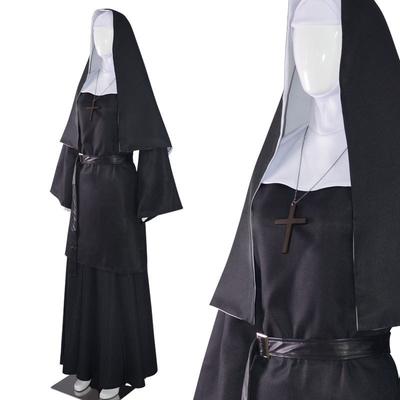 Halloween Nun Cosplay Costume Black Scary Outfit Themed Parties Stage Performances Events
