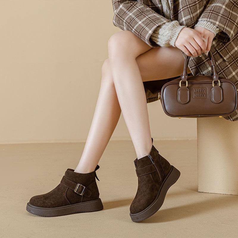 Women's Boots 2026 Autumn/Winter New Collection with Velvet Fashion Boken Shoes  Casual Versatile Short Boots