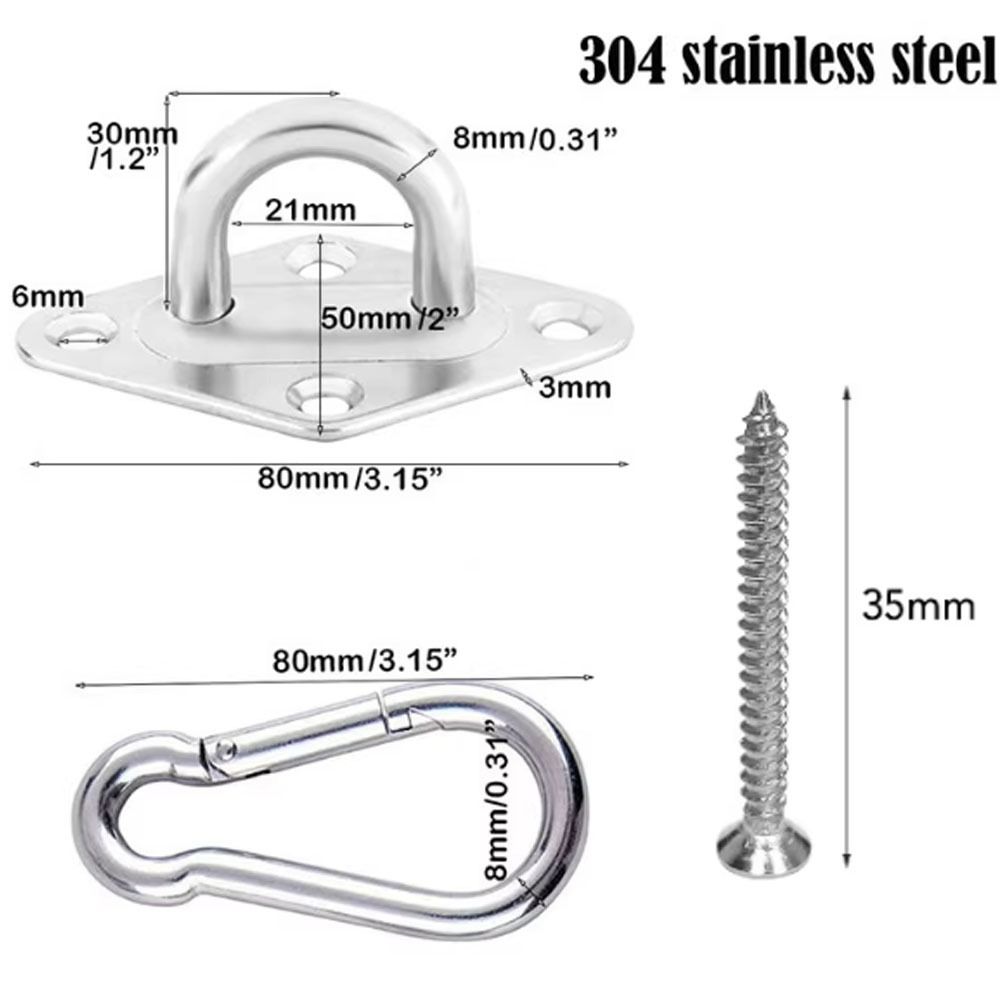 2 Set Stainless Steel Stainless Steel Hanging Buckle M8 Heavy Duty Wall Mount  Outdoor Swing