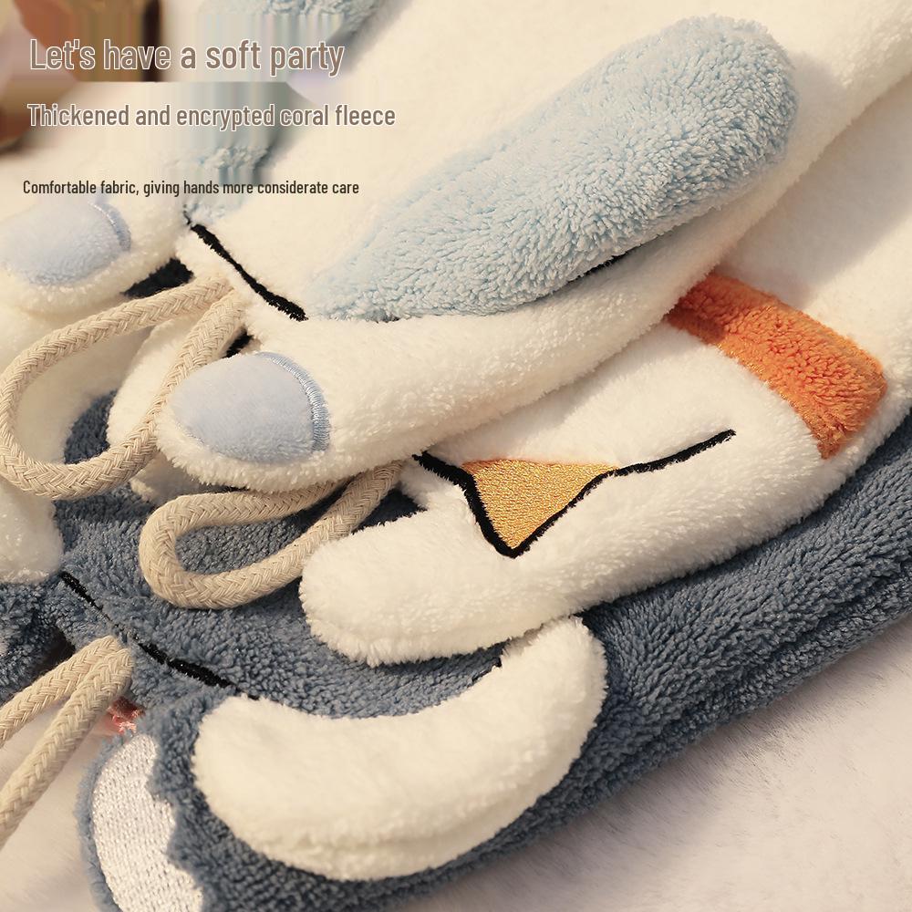 Cute Animal Coral Fleece Hanging Towel - Quick Dry, Absorbent, Creative Design