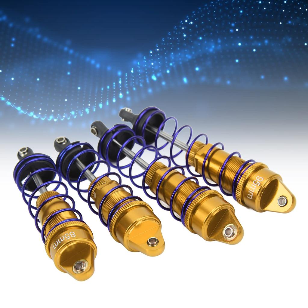 RC Stötdämpare Fram och Bak, Justerbar Hydraulisk Aluminiumlegering för 1/10 Skala RC-Bilar, Balanserad Körning och Korrosionsskydd (Guld)