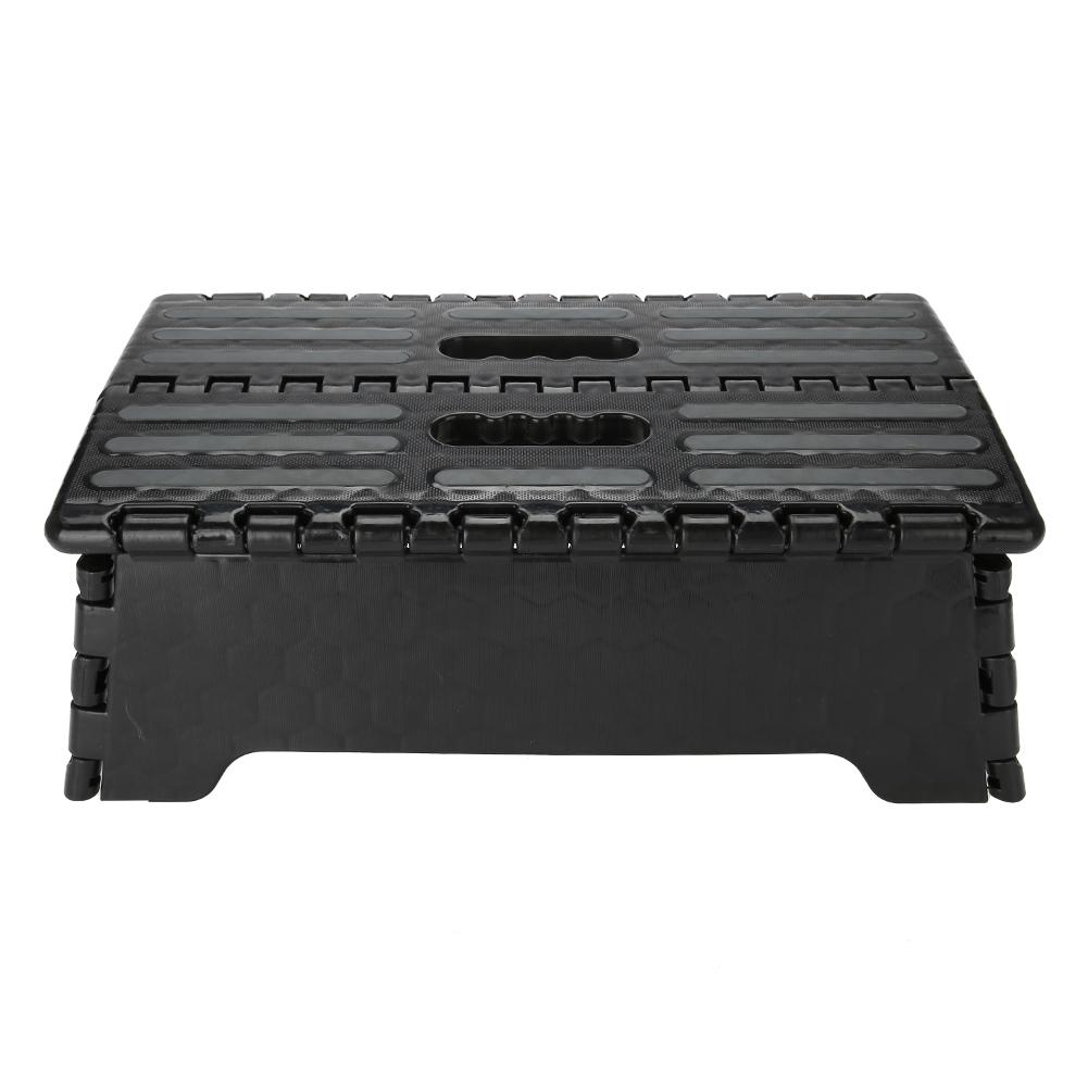 Portable Folding Step Stool Black Step Ladder for Elderly Pregnant Bathroom Travel Use