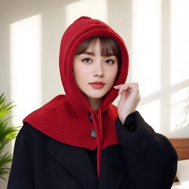 Women's Autumn & Winter Knit Hat and Scarf Set – Hooded, Warm, Ear & Cold Protection