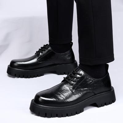 Moda Nova Marca Masculina Couro Genuíno Sola Grossa Sapatos Formais de Couro Primavera Alta Qualidade Moda Cadarço Confortável Sapatos Derby