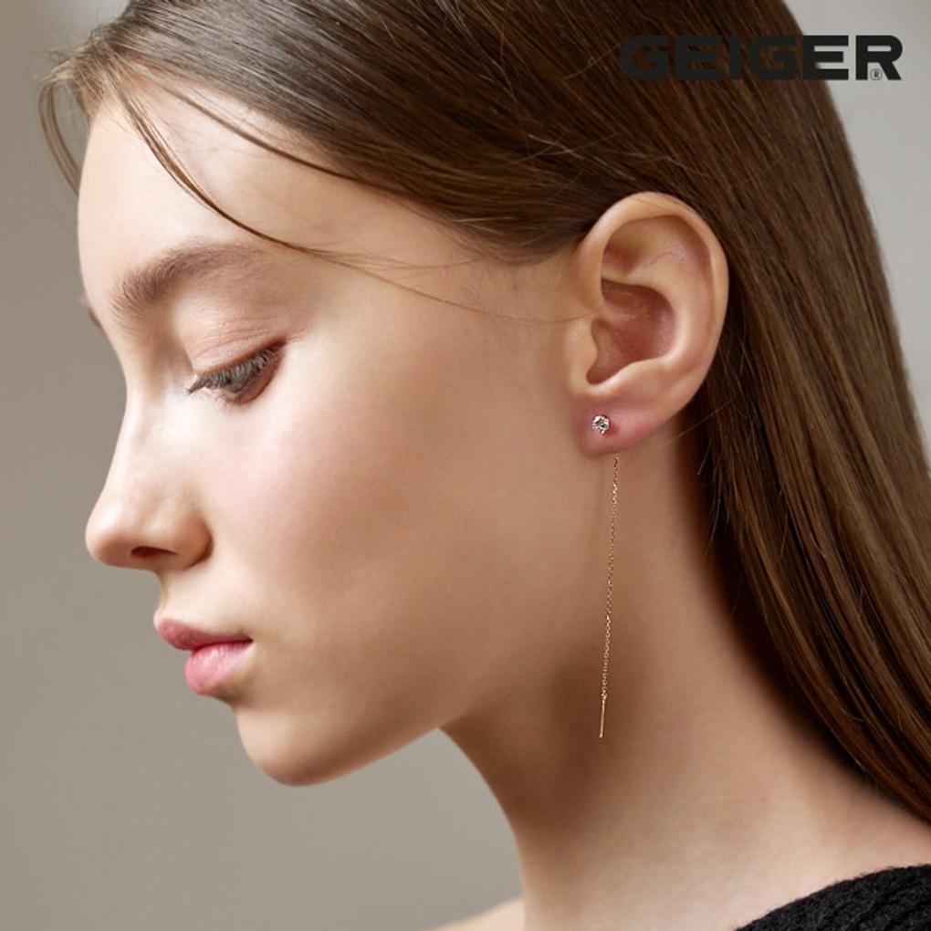 14K Zirkonia-Ohrringe mit langer Kette GI14EE344