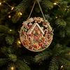 Decorative Ornaments for Home Christmas Rhinestone Painting Suncatcher Kit, Round DIY Hanging Decor Gifts Tree Home, Craft Pendant Holiday Party