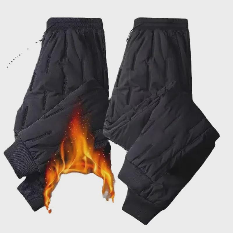Pánské zimní silné sametové outdoorové kalhoty pro seniory - Teplé, volného střihu, velká velikost.
