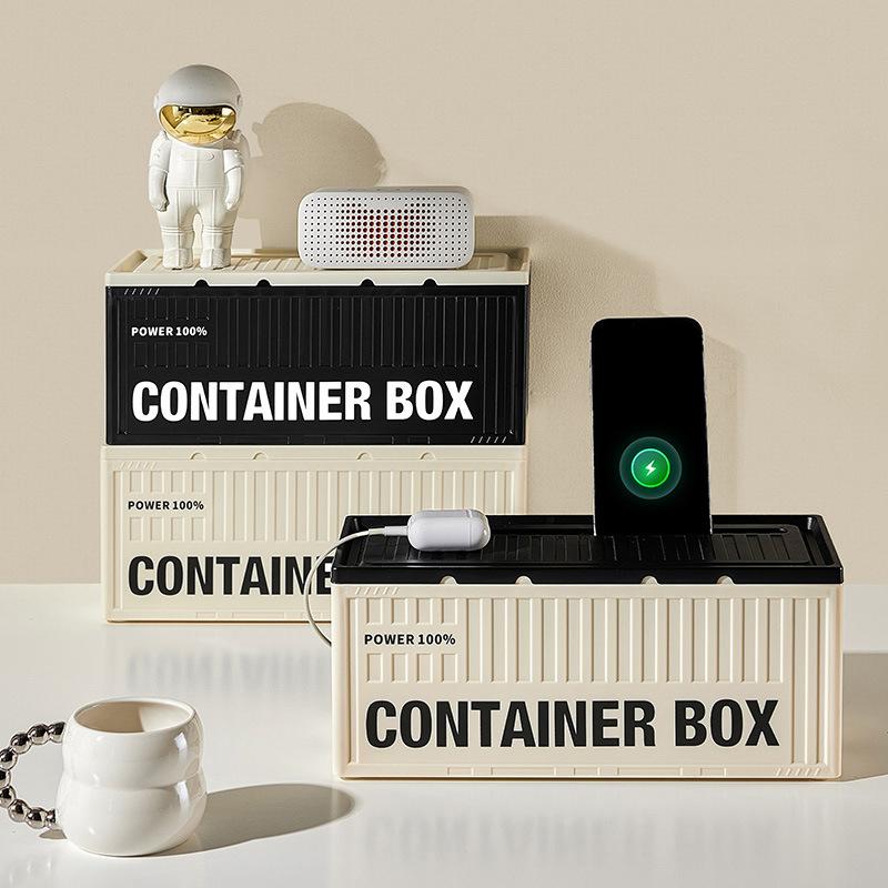 Unique Container Desktop Power Strip Storage Box Dustproof Socket Storage Box Home Wire Case Wire Management Cable Organizer