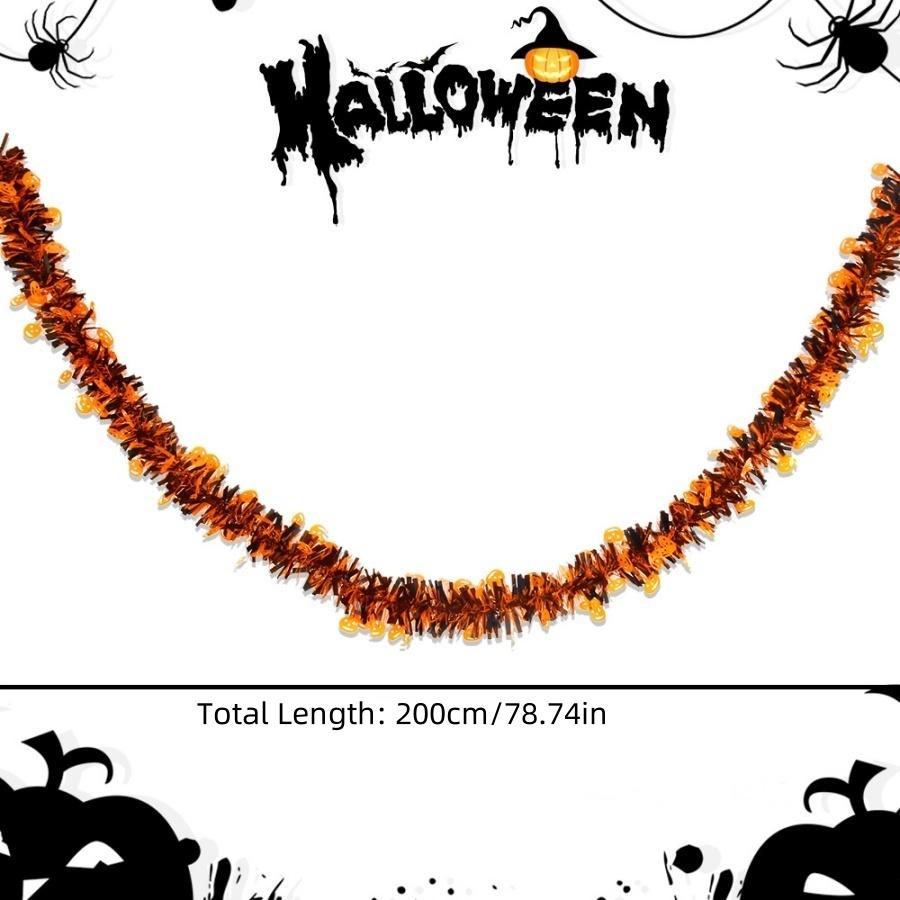 

1 Украшение на Хэллоуин Помпоны Оформление фона для вечеринки Гирлянда из тыкв и летучих мышей Подвесное украшение Черная Фиолетовая Оранжевая Лента Ре