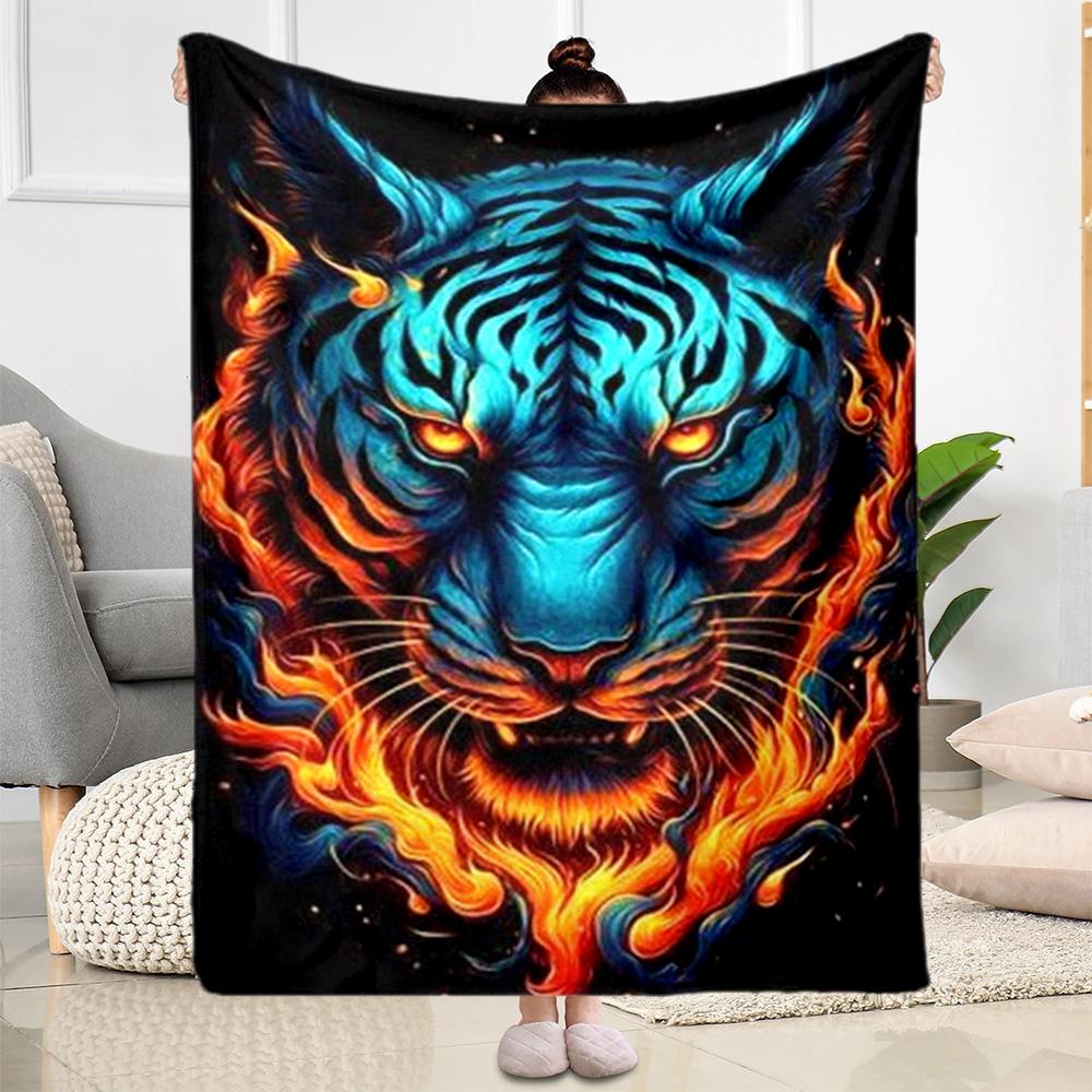 Tiger And Roses Blanket Suitable for Offices, Travel, Living Rooms Also a Good Gift for Friends and Family Suitable for All Seasons.