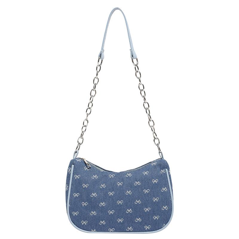 Premium Bag Women's New Trendy Denim Chain Armpit Bag Fashionable Retro Shoulder Dumpling Bag