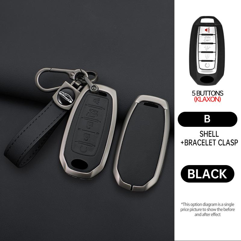 For Infiniti Q50 Q60 Qx50 Qx55 Qx60 Q70L Zinc Alloy Leather Car Full Key Case Cover Smart Remote Keychain Accessories