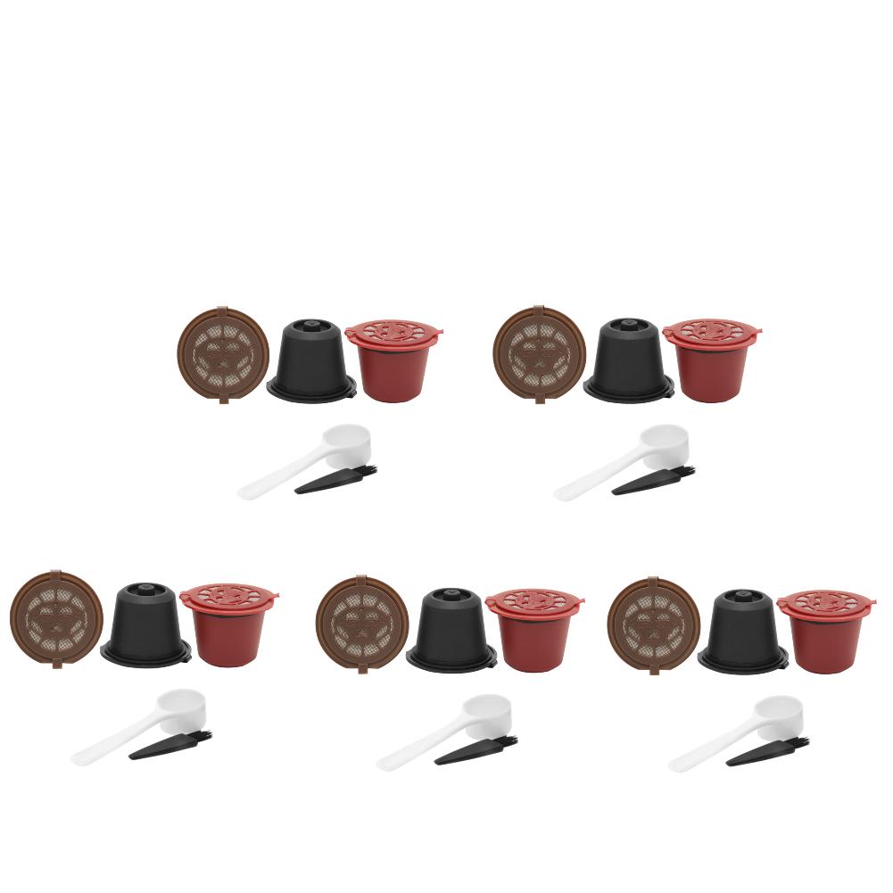15-3PCS Refillable Capsules Filters for Nespresso Coffee Machine With Spoon Brush Reusable Coffee Filter Pods Coffee Tools