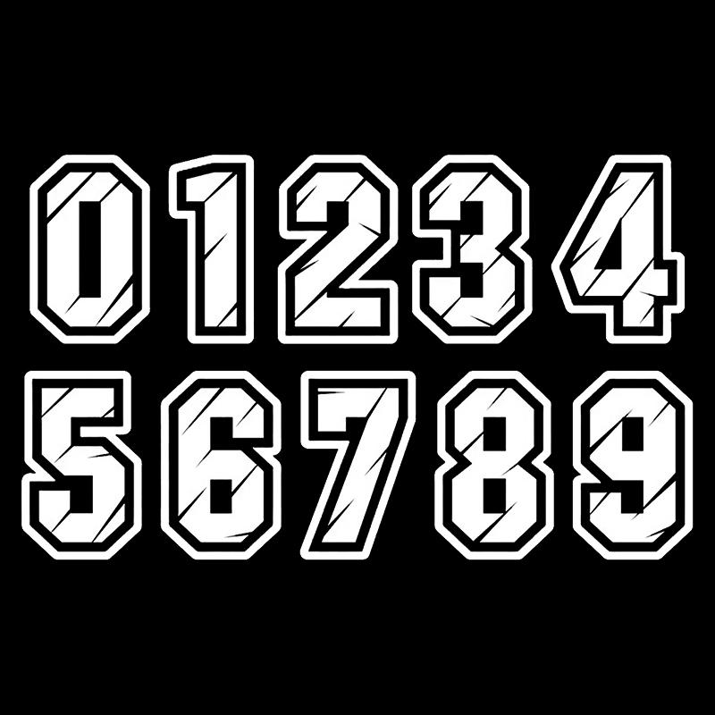 LYKX No Background Figures 0 1 2 3 4 5 6 7 8 9 Racing Number Helmet Racing Vinyl Decals Motorcycle Accessories Sticker