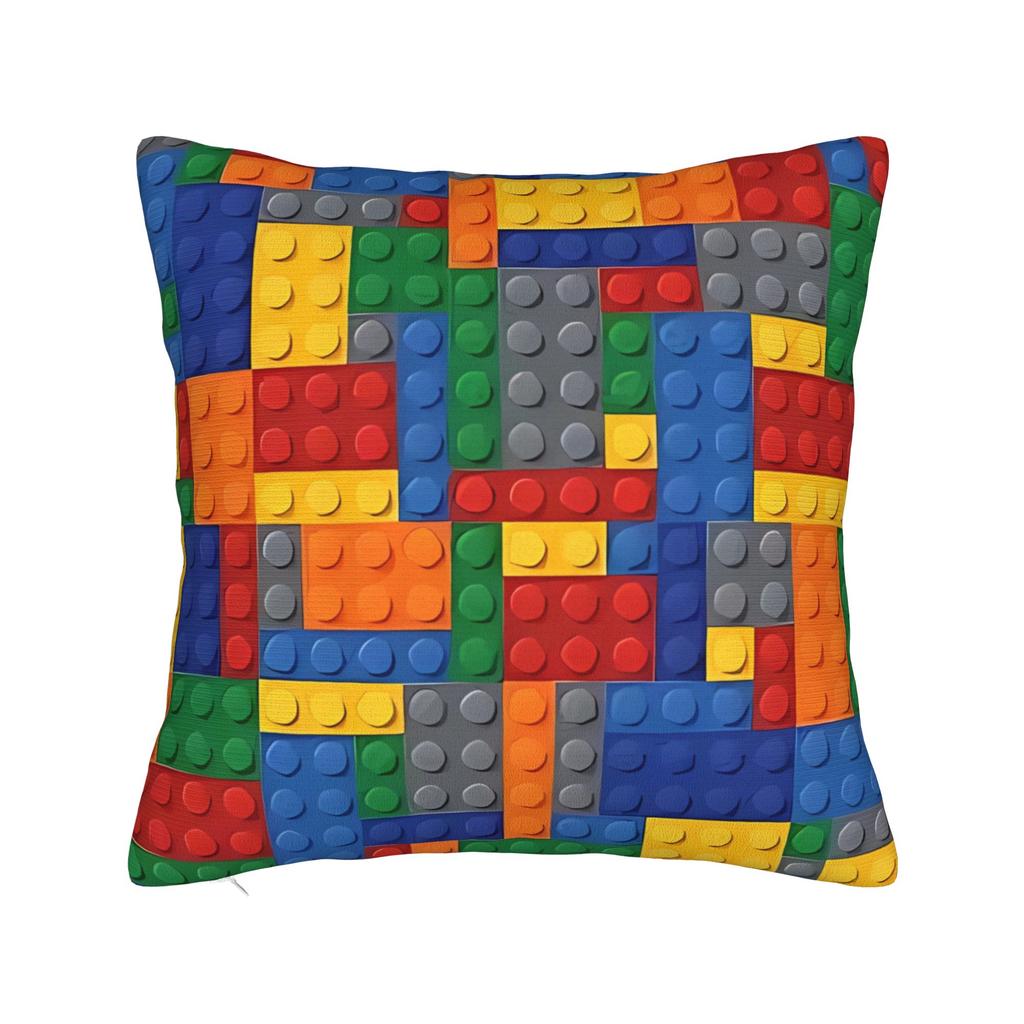 Classic Red Green Blue Yellow Building Blocks Bricks Pillow Case Comfy Pillow Cover Funny Pillowcases For Living Room Sofa