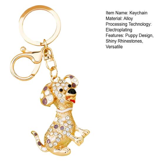 Keychain Pendant Rhinestones-Encrusted Cartoon Puppy Charm Key Chain Strong Lobster Clasp Key Holder Bags Car Decoration