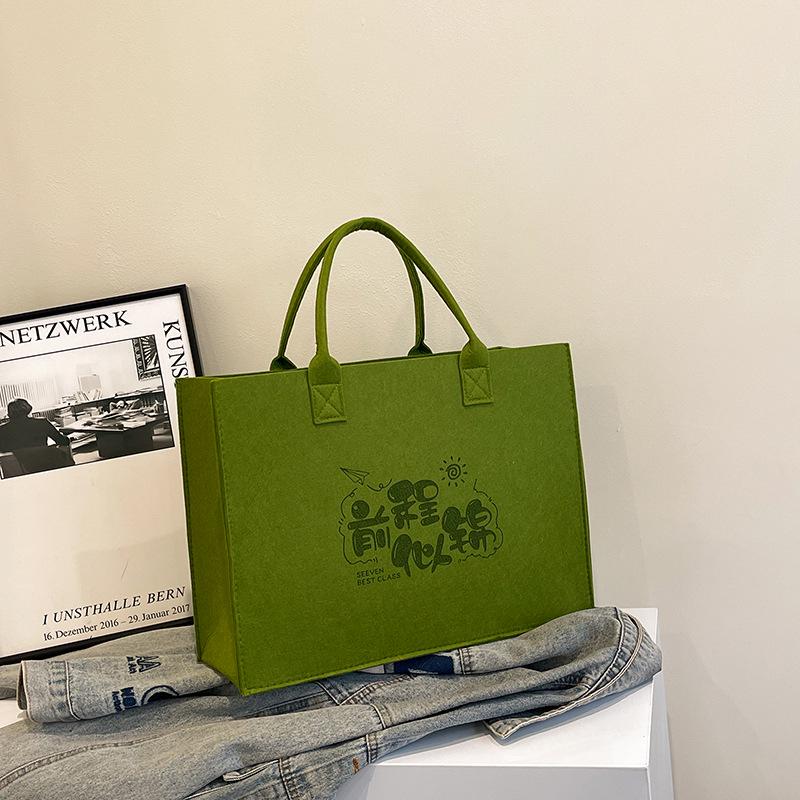 Eco-Friendly Logo Print Large Capacity Felt Tote Bag with Pattern