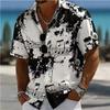 Hawaiian Loose-fit Short-sleeve Shirt, Men's Summer Musical Note Print Short-sleeve Shirt