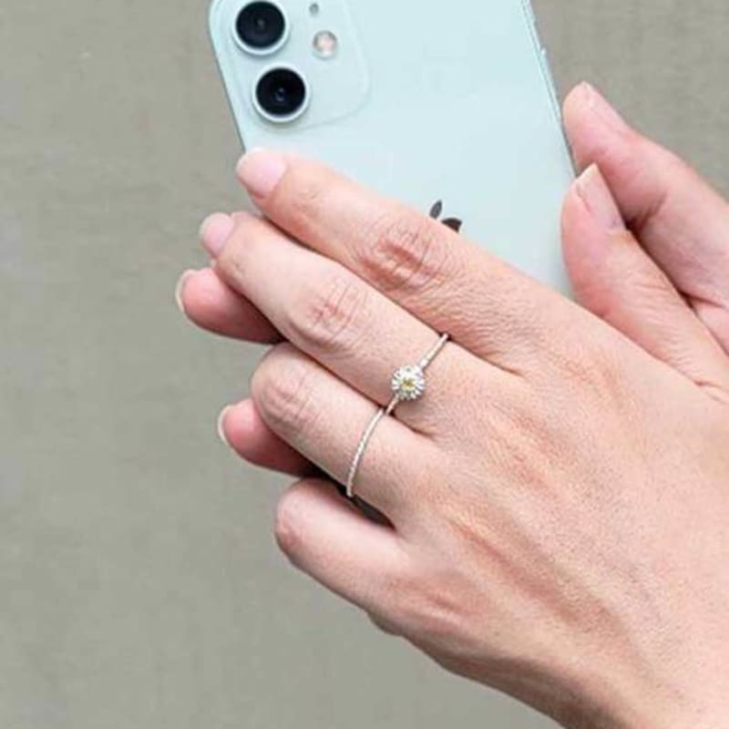 Ollia Silver 925 Daisy Layered Set Silver Ring