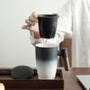 OLOEY Ceramic Mug with Lid and Wooden Handle