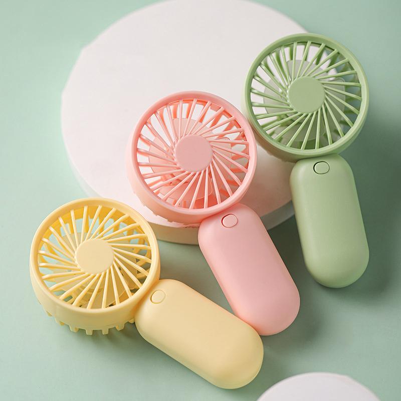 Colorful Portable Handheld Mini Fan Aaa Battery Power Supply Mute Air Cooling Cooler For Summer  Trip Travel Home Office