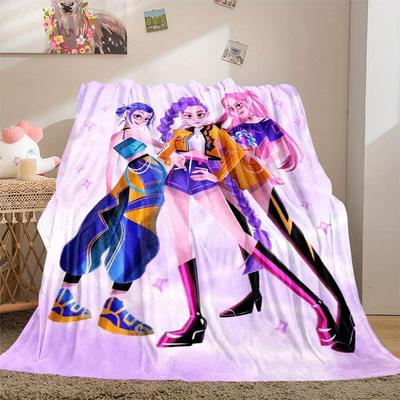 1Pc HUNTR/X Print Flannel Blanket, High Quality Digital Printing, Comfortable for All Seasons, Home DecorGifts821048