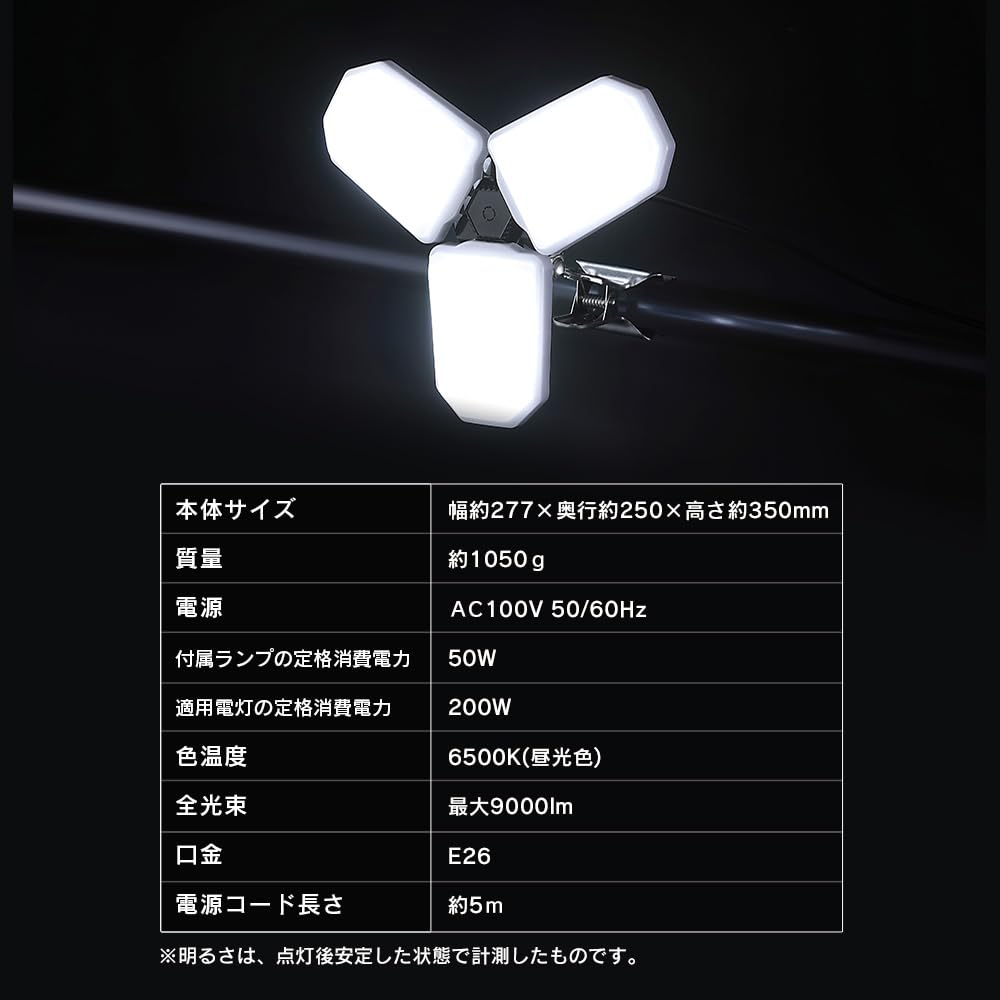 Iris Ohyama ILW-90GWC Clip Light [Variable Beam Distribution] LED Indoor Floodlight [9000lm] with Detachable PanelCover for Adjustable Beam Area and