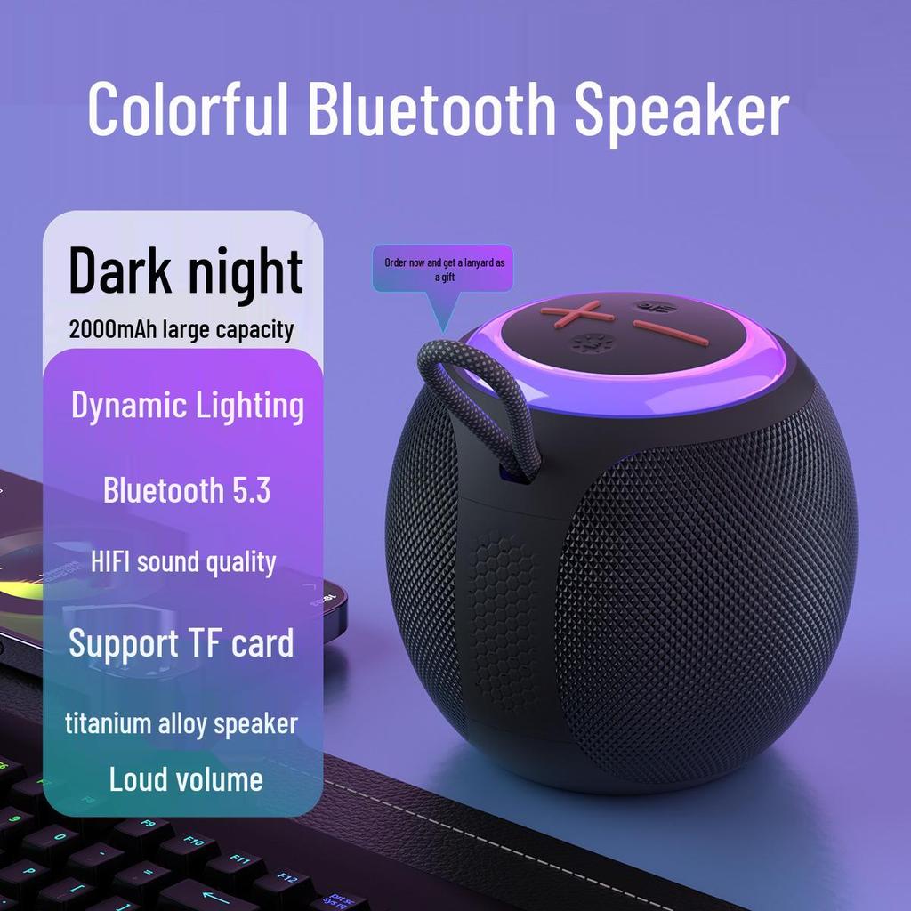 Portable Bluetooth Speaker with Colorful Lighting and Subwoofer for Outdoor Parties (Bluetooth 5.3)
